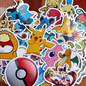Bundle of 50 Glossy Pokemon Themed Stickers‎